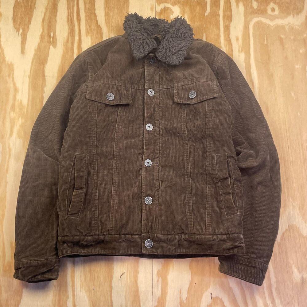 Vintage Y2K Aeropostale Corduroy Sherpa Lined Trucker Jacket – Brown – Men’s S
